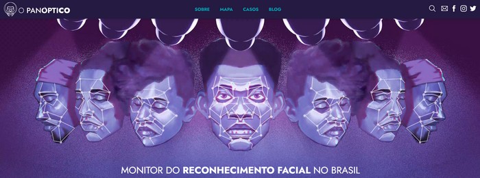 Site do projeto O Panóptico: Monitor do reconhecimento facial no Brasil